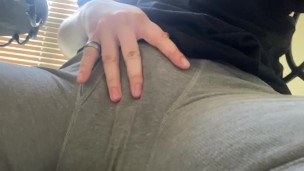 FtM rubs pussy at breakfast table