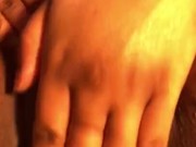 Ebony teen makes her fat pussy squirt  1/16