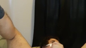 Playing with my anal plug(bunny tail)while milking my cock