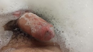 Playing with foam in bathtub and piss. I love to have a bath in my pee!
