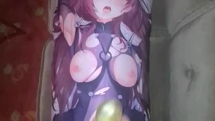 fucking my dakimakura in the public lobby, very risky