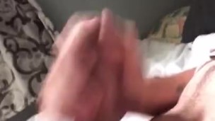 Jerking off my hard cock and fucking my flesh light till I cum everywhere 