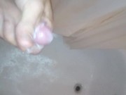 Teen big cock play in shower blew up on my foot a bit lol 14/16