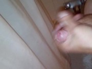 Teen big cock play in shower blew up on my foot a bit lol 3/16