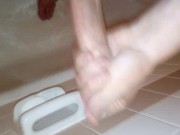 Teen big cock play in shower blew up on my foot a bit lol 6/16