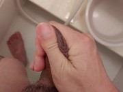 Japanese foreskin hadjob in the  bassroom massage  包茎チンポ 風呂場でオナニー