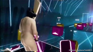 Beat Saber Mixed VR 01 part 4 von 4 playing gaming naked
