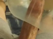Guy Masterbating for the first time with a condom balloon till cumshot 
