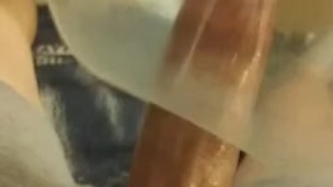 Guy Masterbating for the first time with a condom balloon till cumshot 
