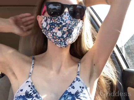 Sweaty Tits & Armpits Driving in Las Vegas Underarms Worship