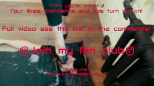 Slave licks and cleans mistress's shoes while lying at her feet, russian femdom, foot worship