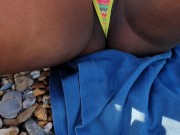 Hot LATINA Caught Adjusting Bikini Thong on a PUBLIC BEACH - Pussy Slip and Cameltoe POV Candid 16/16