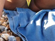 Hot LATINA Caught Adjusting Bikini Thong on a PUBLIC BEACH - Pussy Slip and Cameltoe POV Candid 6/16