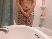 Pee desperation and orgasm in pjs (still haven't peed, cum see me in the morning) 13/16