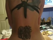 Fit pawg rides cock then cleans the cum off with her mouth 2/16