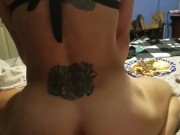 Fit pawg rides cock then cleans the cum off with her mouth 3/16