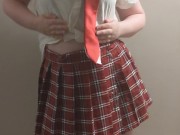 Amateur Stripping and Teasing School Uniform while wearing an Anal Plug 1/16