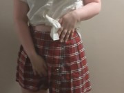 Amateur Stripping and Teasing School Uniform while wearing an Anal Plug 2/16