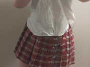 Amateur Stripping and Teasing School Uniform while wearing an Anal Plug 3/16