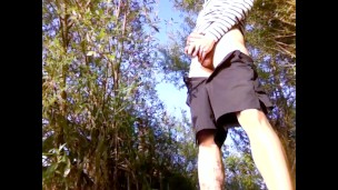 Boy pissing pee - Balls in the air, the twink Jon Arteen urinating outside in the woods
