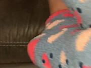 Netflix & Chill Footjob Fun! She Uses Her Fuzzy Socks to Make Me Cum! 10/16