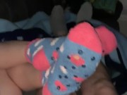 Netflix & Chill Footjob Fun! She Uses Her Fuzzy Socks to Make Me Cum! 11/16