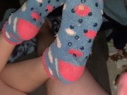 Netflix & Chill Footjob Fun! She Uses Her Fuzzy Socks to Make Me Cum! 14/16