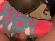 Netflix & Chill Footjob Fun! She Uses Her Fuzzy Socks to Make Me Cum! 8/16