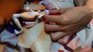 ジブリールフィギュアに大量ぶっかけ顔射オナニー【キモオタク男の喘ぎ声あり】