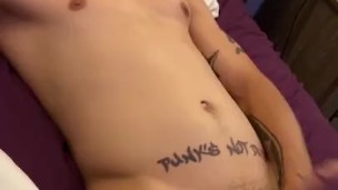 Stroking big cock to completion 