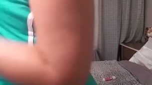 Pretty white girl playing with her pussy