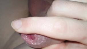 Big Close up Cum Shot after playing with foreskin