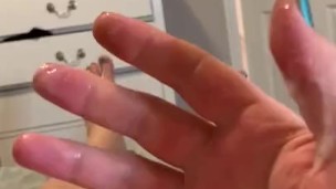 Tranny uses Rabbit Dildo (POV)