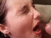 Huge facial for Goth Teen (cumhater) 13/16