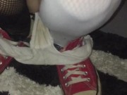 Punk wife first time pissing converse on camera