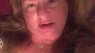 Nasty big boob blonde touching herself