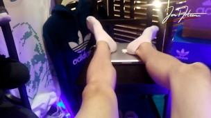 Twink Foot Fetish - Jon Arteen is a boy who loves Adidas sneakers, socks and feet on Apple laptop