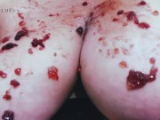 Big boobs covered in jelly with dirty talk!  14/16