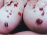 Big boobs covered in jelly with dirty talk!  15/16