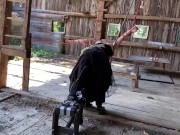 Tied up and fucked by machine in barn 10/16