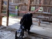 Tied up and fucked by machine in barn 7/16