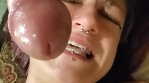 Teen deep throat training sorry about the teeth