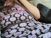 Public Car play Makes Me Excited! Hairy Pussy Thick Thighs Slut in Passenger Seat Flashes Upskirt 8/16