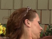 Redhead Penthouse star Katja Kassin goes buck wild cowgirl riding black dick hardcore 3/16