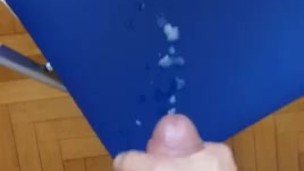 Huge cumshot on the chair for my gf