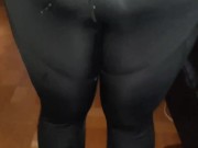 Cumshot on my girlfriend's Leggins but the most goes to the floor 10/16