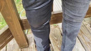 Pissing in my tight jeans