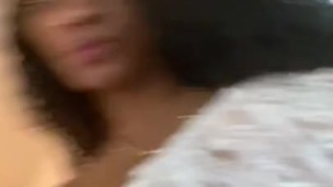 Alicia shows her fat clit and juicy tits in white lingerie 