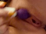 Big Titty MILF Fucks Her Pussy, Sucks Nipples and SQUIRTS!