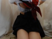 ピストンバイブ入れながら乳首弄るセーラー服 10/16